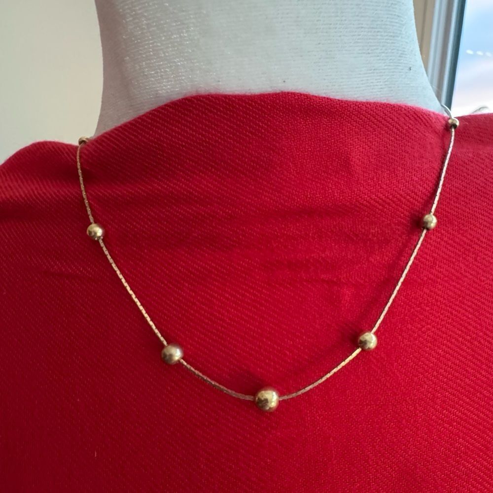 Gold Plated Necklace with Gold Bead Detail Clasp
